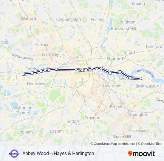 elizabeth Route: Schedules, Stops & Maps - Abbey Wood‎→Hayes ...