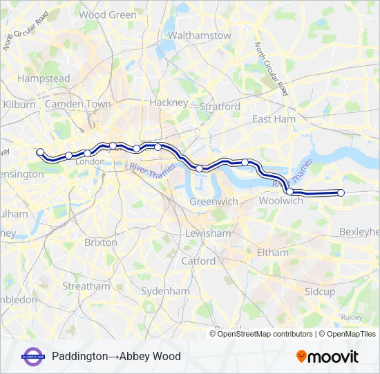 ELIZABETH Train Line Map
