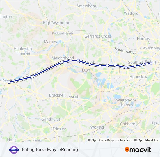 elizabeth Route Schedules, Stops & Maps Ealing Broadway‎→Reading