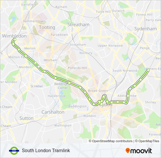 TRAM Tramlink Line Map