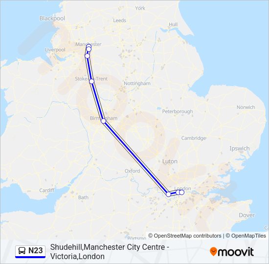 N23 Bus Line Map