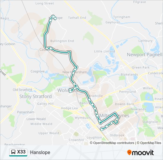 X33 Bus Line Map