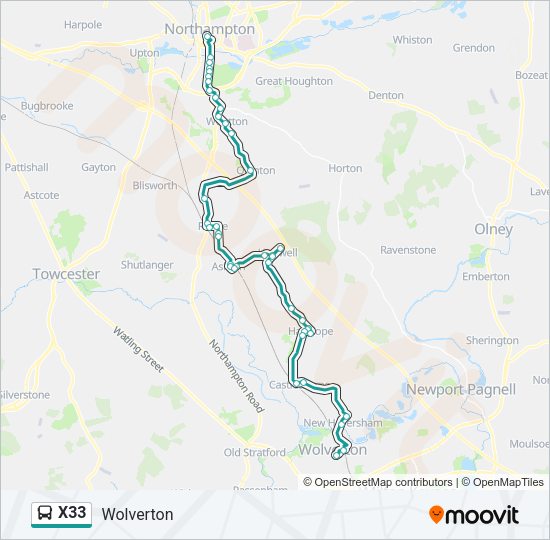 X33 Bus Line Map
