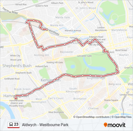 23 Route: Schedules, Stops & Maps - Westbourne Park (Updated)