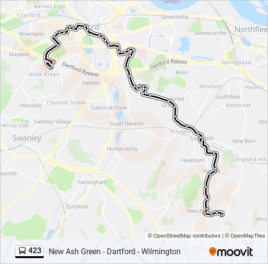 423 bus Line Map