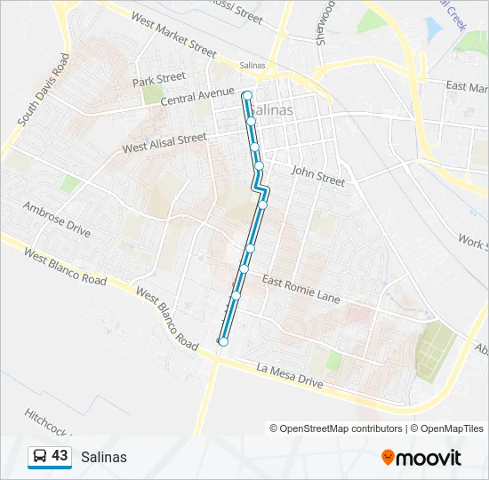 43 Bus Line Map