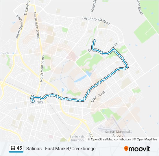 45 bus Line Map