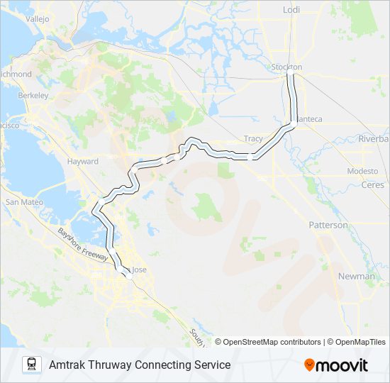 Mapa de AMTRAK THRUWAY CONNECTING SERVICE de tren
