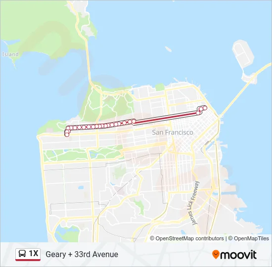 1X Bus Line Map