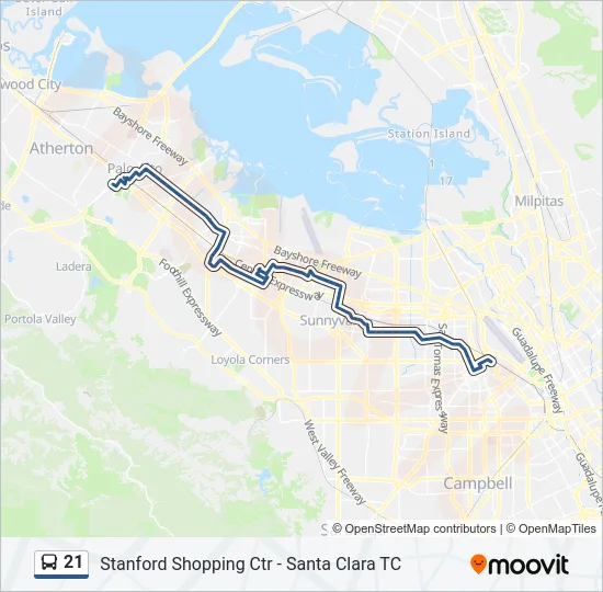 21 Bus Line Map