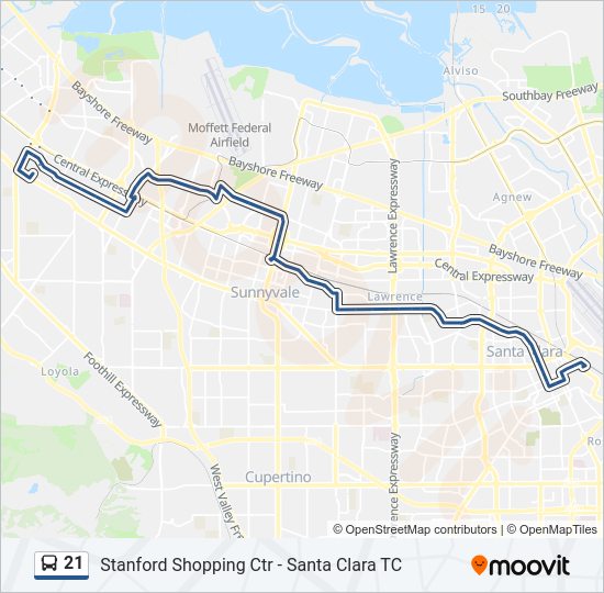 21 bus Line Map