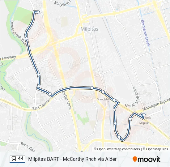 44 Bus Line Map