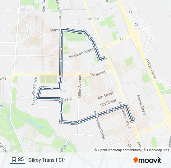 85 Bus Line Map