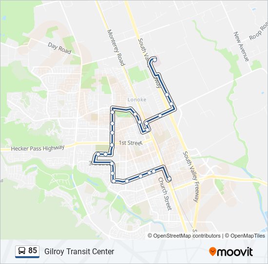 Mapa de 85 de autobús