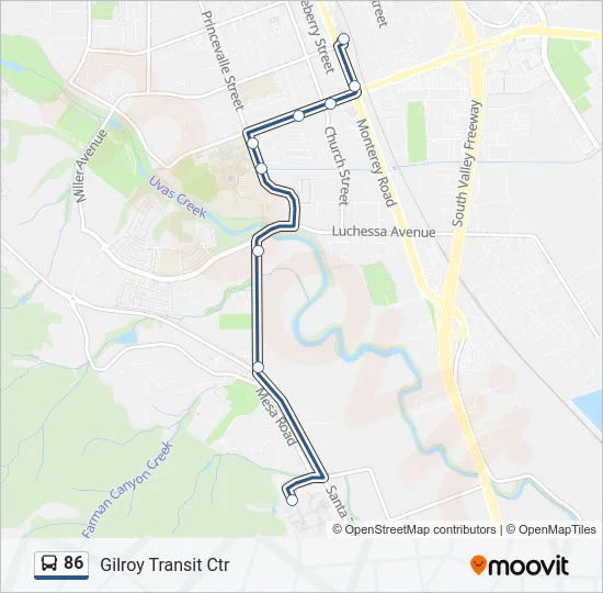 86 Bus Line Map