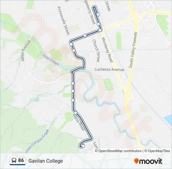 86 Bus Line Map