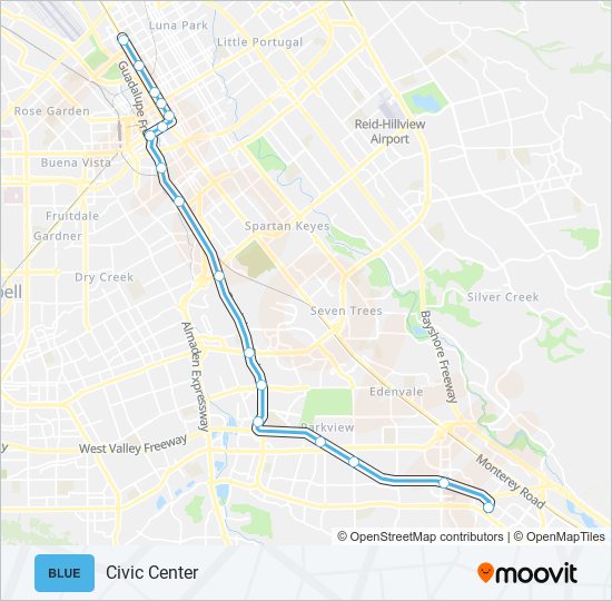 Mapa de BLUE LINE de tren ligero