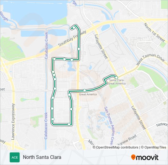 ACE GREEN bus Line Map