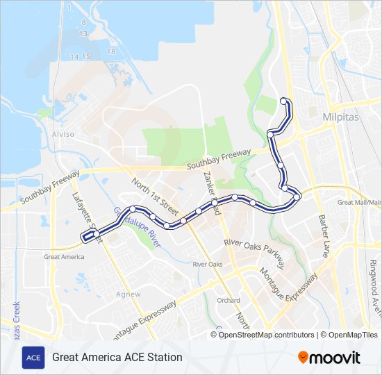 ACE PURPLE bus Line Map
