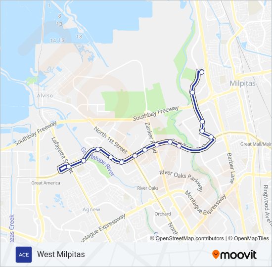 ACE PURPLE Bus Line Map