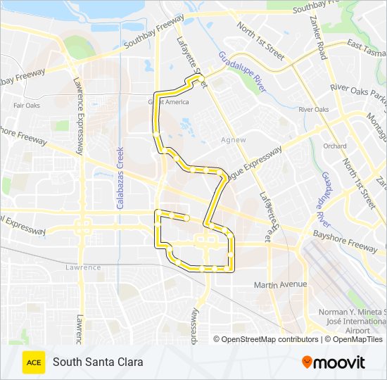 ACE YELLOW bus Line Map