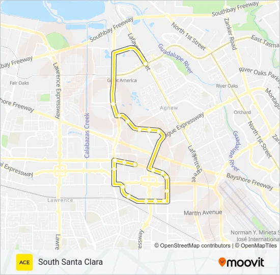 ACE YELLOW Bus Line Map