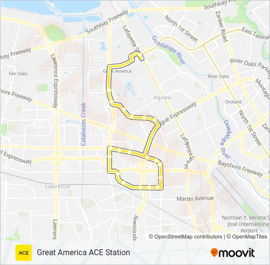 ACE YELLOW Bus Line Map
