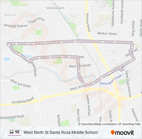 9E Bus Line Map