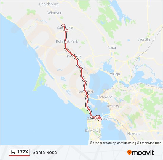 172X bus Line Map