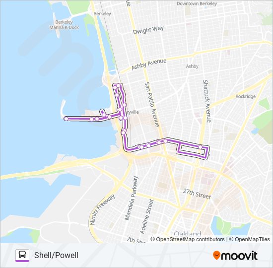 SHELL/POW SUN bus Line Map
