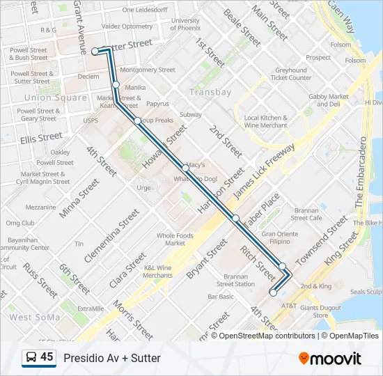 45 Bus Line Map