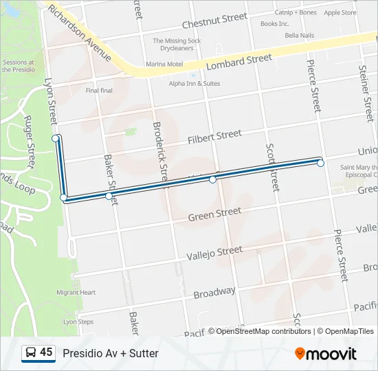 45 Bus Line Map