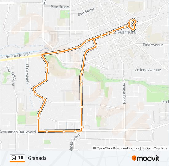 Ruta 18 horarios, paradas y mapas Livermore Transit Center‎→