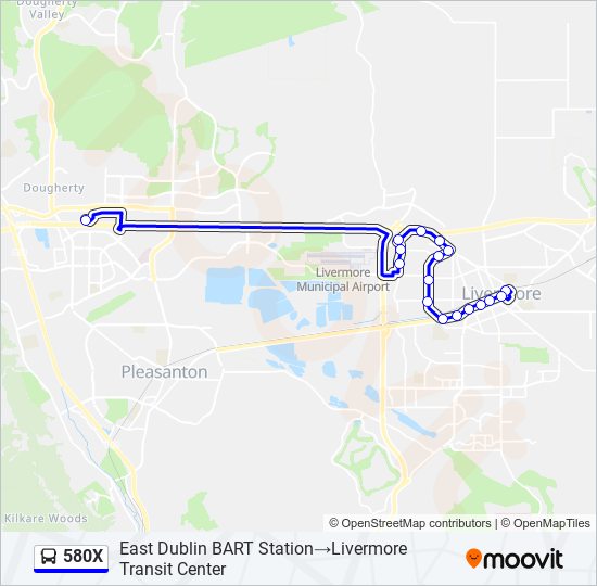 Mapa de 580X de autobús