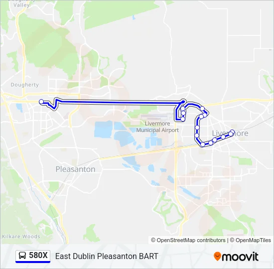 580X Bus Line Map