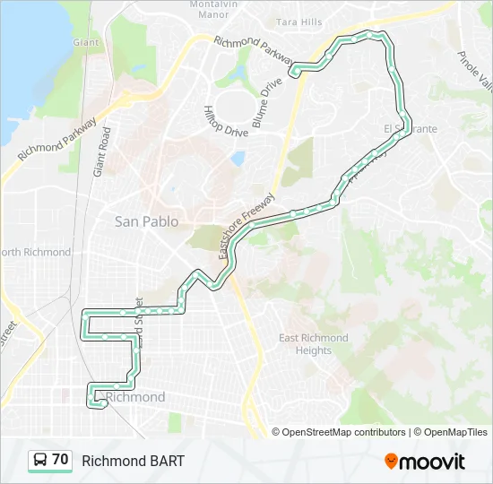70 Bus Line Map