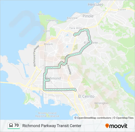 70 Bus Line Map