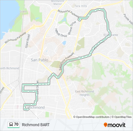 70 bus Line Map