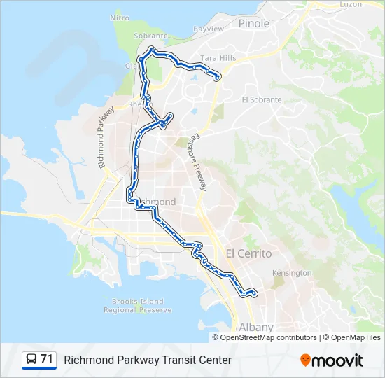 Mapa de 71 de autobús