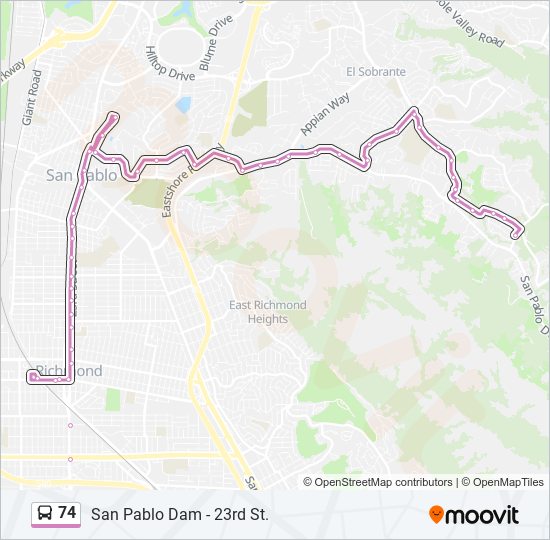 Mapa de 74 de autobús