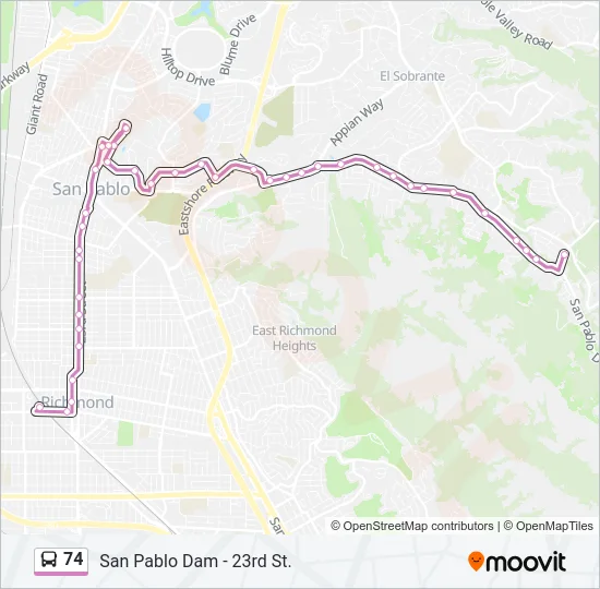 74 Bus Line Map
