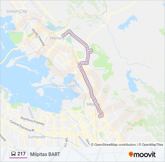 217 bus Line Map