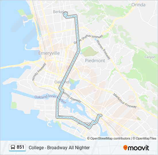 851 bus Line Map