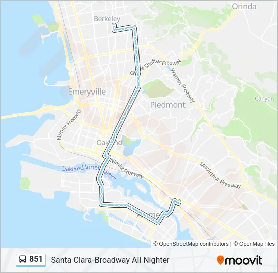 851 Bus Line Map
