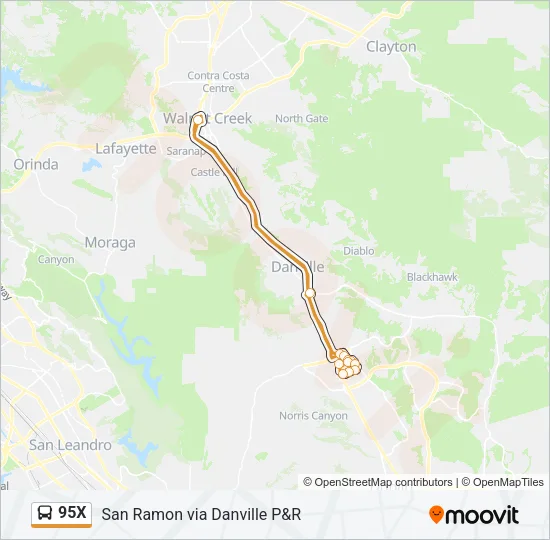 95X Bus Line Map