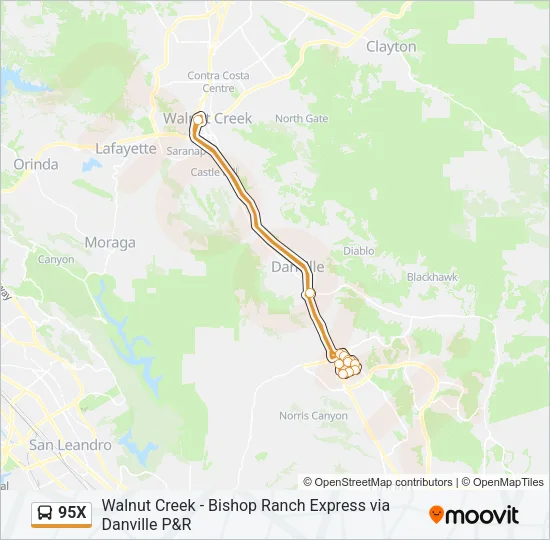 95X Bus Line Map