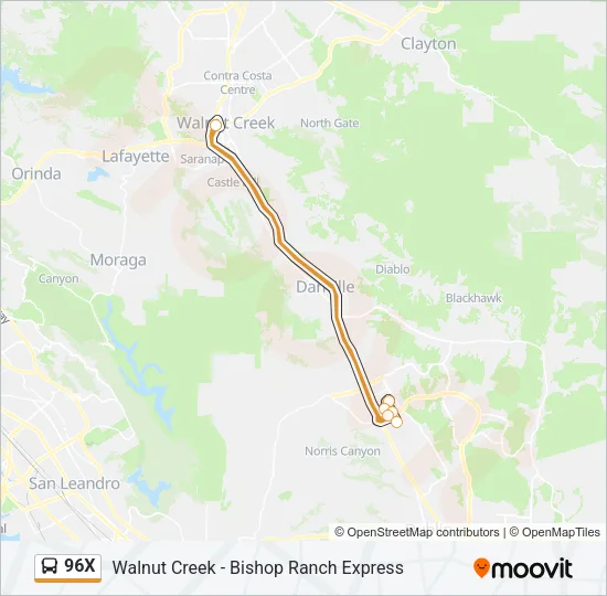 96X Bus Line Map
