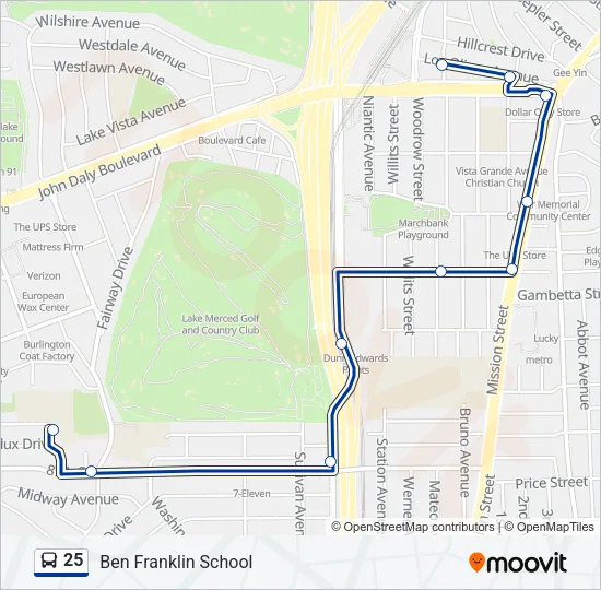 25 Bus Line Map