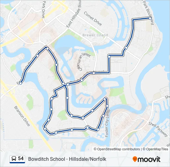54 Bus Line Map
