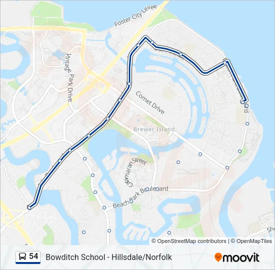 54 Bus Line Map